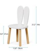 Ginger Home Set masuta si 2 scaunele cu spatar pentru copii Bunny Alb din lemn margini rotunjitepotrivit pentru activitatitemegradinitaafter schoolgreutate suportata 40kg