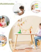 Ginger Home Set masuta si 2 scaunele cu spatar pentru copii Bunny Alb din lemn margini rotunjitepotrivit pentru activitatitemegradinitaafter schoolgreutate suportata 40kg