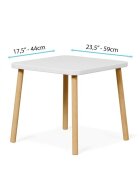 Ginger Home Set masuta si 2 scaunele cu spatar pentru copii Bunny Alb din lemn margini rotunjitepotrivit pentru activitatitemegradinitaafter schoolgreutate suportata 40kg