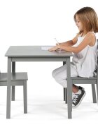 Ginger Home Set masuta si 2 scaunele cu spatar pentru copii Gri din lemn margini rotunjitepotrivit pentru activitatitemegradinitaafter schoolgreutate suportata 40kg