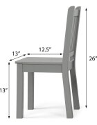 Ginger Home Set masuta si 2 scaunele cu spatar pentru copii Gri din lemn margini rotunjitepotrivit pentru activitatitemegradinitaafter schoolgreutate suportata 40kg