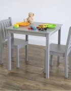 Ginger Home Set masuta si 2 scaunele cu spatar pentru copii Gri din lemn margini rotunjitepotrivit pentru activitatitemegradinitaafter schoolgreutate suportata 40kg