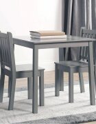 Ginger Home Set masuta si 2 scaunele cu spatar pentru copii Gri din lemn margini rotunjitepotrivit pentru activitatitemegradinitaafter schoolgreutate suportata 40kg