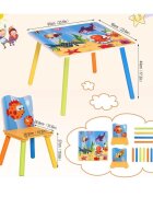 Ginger Home Set masuta si 2 scaunele cu spatar pentru copii Ocean Animals din lemn Margini rotunjitepotrivit pentru activitatitemegradinitaafter schoolgreutate suportata 40kg