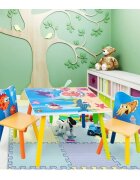 Ginger Home Set masuta si 2 scaunele cu spatar pentru copii Ocean Animals din lemn Margini rotunjitepotrivit pentru activitatitemegradinitaafter schoolgreutate suportata 40kg