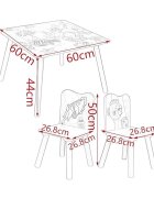 Ginger Home Set masuta si 2 scaunele cu spatar pentru copii Ocean Animals din lemn Margini rotunjitepotrivit pentru activitatitemegradinitaafter schoolgreutate suportata 40kg