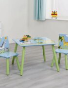 Ginger Home Set masuta si 2 scaunele cu spatar pentru copii Savanna din lemn Margini rotunjitepotrivit pentru activitatitemegradinitaafter schoolgreutate suportata 40kg