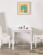Ginger Home Set masuta si 2 scaunele cu spatar pentru copii White din lemn margini rotunjitepotrivit pentru activitatitemegradinitaafter schoolgreutate suportata 40kg