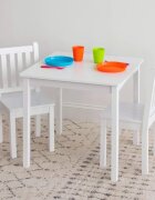 Ginger Home Set masuta si 2 scaunele cu spatar pentru copii White din lemn margini rotunjitepotrivit pentru activitatitemegradinitaafter schoolgreutate suportata 40kg