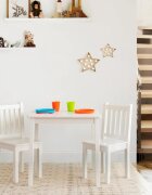 Ginger Home Set masuta si 2 scaunele cu spatar pentru copii White din lemn margini rotunjitepotrivit pentru activitatitemegradinitaafter schoolgreutate suportata 40kg