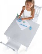 Ginger Home Set masuta si 2 scaunele cu spatar pentru copii White din lemn margini rotunjitepotrivit pentru activitatitemegradinitaafter schoolgreutate suportata 40kg
