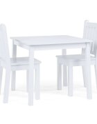 Ginger Home Set masuta si 2 scaunele cu spatar pentru copii White din lemn margini rotunjitepotrivit pentru activitatitemegradinitaafter schoolgreutate suportata 40kg