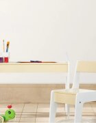 Ginger Home Set masuta tip birou cu scaunel din lemn pentru scrisdesenat AlbGalben