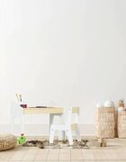 Ginger Home Set masuta tip birou cu scaunel din lemn pentru scrisdesenat AlbGalben