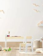 Ginger Home Set masuta tip birou cu scaunel din lemn pentru scrisdesenat AlbGalben