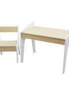 Ginger Home Set masuta tip birou cu scaunel din lemn pentru scrisdesenat AlbGalben