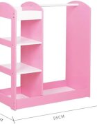 Ginger Home Stand pentru imbracaminte copii Mirror Pink cu 4 politebara pentru umeraseraft si oglinda dimensiune 93.5x38x100.3 cm