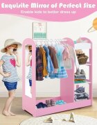 Ginger Home Stand pentru imbracaminte copii Mirror Pink cu 4 politebara pentru umeraseraft si oglinda dimensiune 93.5x38x100.3 cm