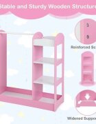 Ginger Home Stand pentru imbracaminte copii Mirror Pink cu 4 politebara pentru umeraseraft si oglinda dimensiune 93.5x38x100.3 cm