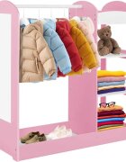 Ginger Home Stand pentru imbracaminte copii Mirror Pink cu 4 politebara pentru umeraseraft si oglinda dimensiune 93.5x38x100.3 cm