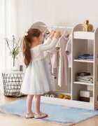 Ginger Home Stand pentru imbracaminte copii Mirror White cu 4 politebara pentru umeraseraft si oglinda dimensiune 93.5x38x100.3 cm