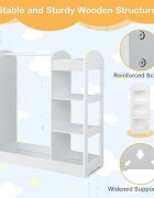Ginger Home Stand pentru imbracaminte copii Mirror White cu 4 politebara pentru umeraseraft si oglinda dimensiune 93.5x38x100.3 cm