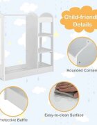 Ginger Home Stand pentru imbracaminte copii Mirror White cu 4 politebara pentru umeraseraft si oglinda dimensiune 93.5x38x100.3 cm