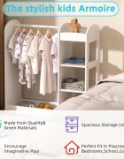 Ginger Home Stand pentru imbracaminte copii Mirror White cu 4 politebara pentru umeraseraft si oglinda dimensiune 93.5x38x100.3 cm