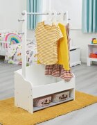 Ginger Home Suport pentru haine copii AlbGri cu raft depozitarepolitacuier si bara pentru umerase