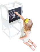Ginger Home Turn de invatare din lemn pin si MDF design Montessori Tower cu tabla si inaltime reglabilamargini si colturi rotunjite pentru siguranta maximastructura stabila in forma Adimensiune 40x44x90 cm