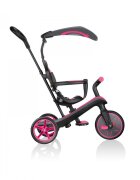 Globber Tricicleta pentru copii Explorer 4 in 1 Roz cu control parental de la 10 luni parasolar anti UV ajustabil suport de picioare detasabil scaun ajustabil pe inaltime