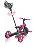 Globber Tricicleta pentru copii Explorer 4 in 1 Roz cu control parental de la 10 luni parasolar anti UV ajustabil suport de picioare detasabil scaun ajustabil pe inaltime
