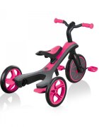 Globber Tricicleta pentru copii Explorer 4 in 1 Roz cu control parental de la 10 luni parasolar anti UV ajustabil suport de picioare detasabil scaun ajustabil pe inaltime