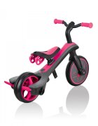 Globber Tricicleta pentru copii Explorer 4 in 1 Roz cu control parental de la 10 luni parasolar anti UV ajustabil suport de picioare detasabil scaun ajustabil pe inaltime