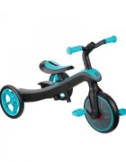 Globber Tricicleta pentru copii Explorer 4 in 1 Turquoise cu control parental de la 10 luni parasolar anti UV ajustabil suport de picioare detasabil scaun ajustabil pe inaltime