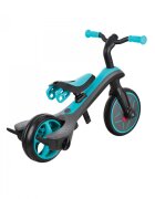 Globber Tricicleta pentru copii Explorer 4 in 1 Turquoise cu control parental de la 10 luni parasolar anti UV ajustabil suport de picioare detasabil scaun ajustabil pe inaltime
