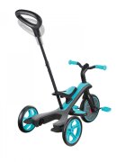 Globber Tricicleta pentru copii Explorer 4 in 1 Turquoise cu control parental de la 10 luni parasolar anti UV ajustabil suport de picioare detasabil scaun ajustabil pe inaltime