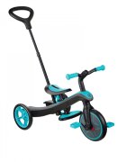 Globber Tricicleta pentru copii Explorer 4 in 1 Turquoise cu control parental de la 10 luni parasolar anti UV ajustabil suport de picioare detasabil scaun ajustabil pe inaltime