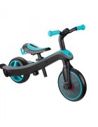 Globber Tricicleta pentru copii Explorer 4 in 1 Turquoise cu control parental de la 10 luni parasolar anti UV ajustabil suport de picioare detasabil scaun ajustabil pe inaltime