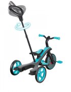 Globber Tricicleta pentru copii Explorer 4 in 1 Turquoise cu control parental de la 10 luni parasolar anti UV ajustabil suport de picioare detasabil scaun ajustabil pe inaltime
