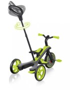 Globber Tricicleta pentru copii Explorer 4 in 1 Verde cu control parental de la 10 luni parasolar anti UV ajustabil suport de picioare detasabil scaun ajustabil pe inaltime