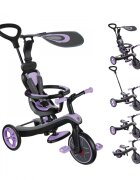 Globber Tricicleta pentru copii Explorer 4 in 1 Violet cu control parental de la 10 luni parasolar anti UV ajustabil suport de picioare detasabil scaun ajustabil pe inaltime