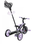 Globber Tricicleta pentru copii Explorer 4 in 1 Violet cu control parental de la 10 luni parasolar anti UV ajustabil suport de picioare detasabil scaun ajustabil pe inaltime