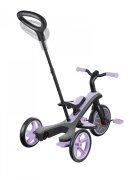 Globber Tricicleta pentru copii Explorer 4 in 1 Violet cu control parental de la 10 luni parasolar anti UV ajustabil suport de picioare detasabil scaun ajustabil pe inaltime