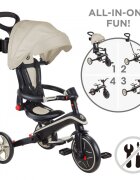 Globber Tricicleta pentru copii Explorer Bej 4 in 1 pliabila maner pentru controlul directiei scaun ajustabil pe inaltime suport pentru picioare roti din cauciuc Eva sistem roata libera de la 10 luni