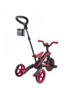 Globber Tricicleta pentru copii Explorer Rosu 4 in 1 pliabila maner pentru controlul directiei scaun ajustabil pe inaltime suport pentru picioare roti din cauciuc Eva sistem roata libera de la 10 luni