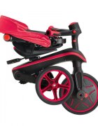 Globber Tricicleta pentru copii Explorer Rosu 4 in 1 pliabila maner pentru controlul directiei scaun ajustabil pe inaltime suport pentru picioare roti din cauciuc Eva sistem roata libera de la 10 luni