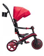 Globber Tricicleta pentru copii Explorer Rosu 4 in 1 pliabila maner pentru controlul directiei scaun ajustabil pe inaltime suport pentru picioare roti din cauciuc Eva sistem roata libera de la 10 luni