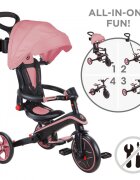 Globber Tricicleta pentru copii Explorer Roz Pal 4 in 1 pliabila maner pentru controlul directiei scaun ajustabil pe inaltime suport pentru picioare roti din cauciuc Eva sistem roata libera de la 10 luni