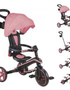 Globber Tricicleta pentru copii Explorer Roz Pal 4 in 1 pliabila maner pentru controlul directiei scaun ajustabil pe inaltime suport pentru picioare roti din cauciuc Eva sistem roata libera de la 10 luni